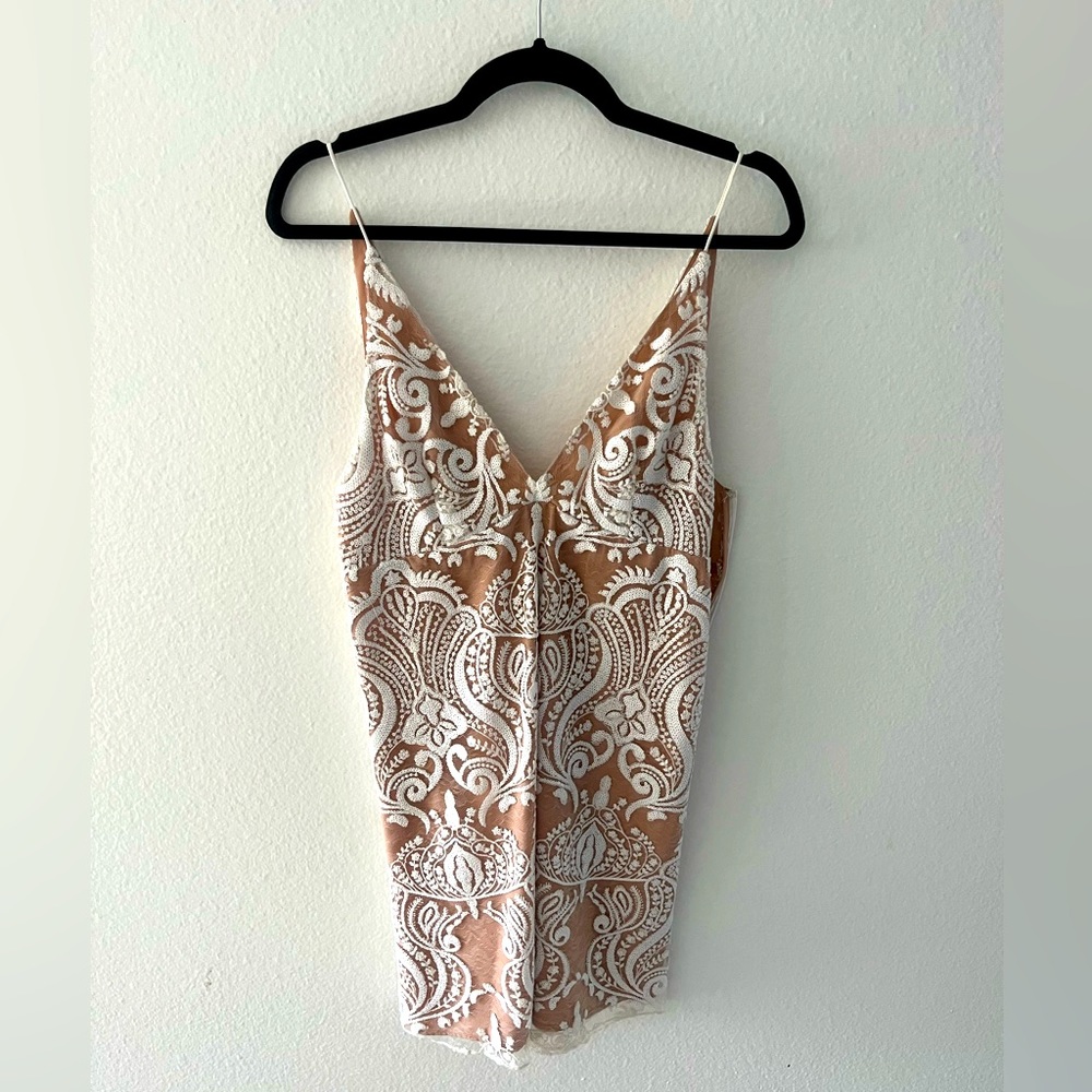 Free People Lace and Sequince Mini Slip Dress